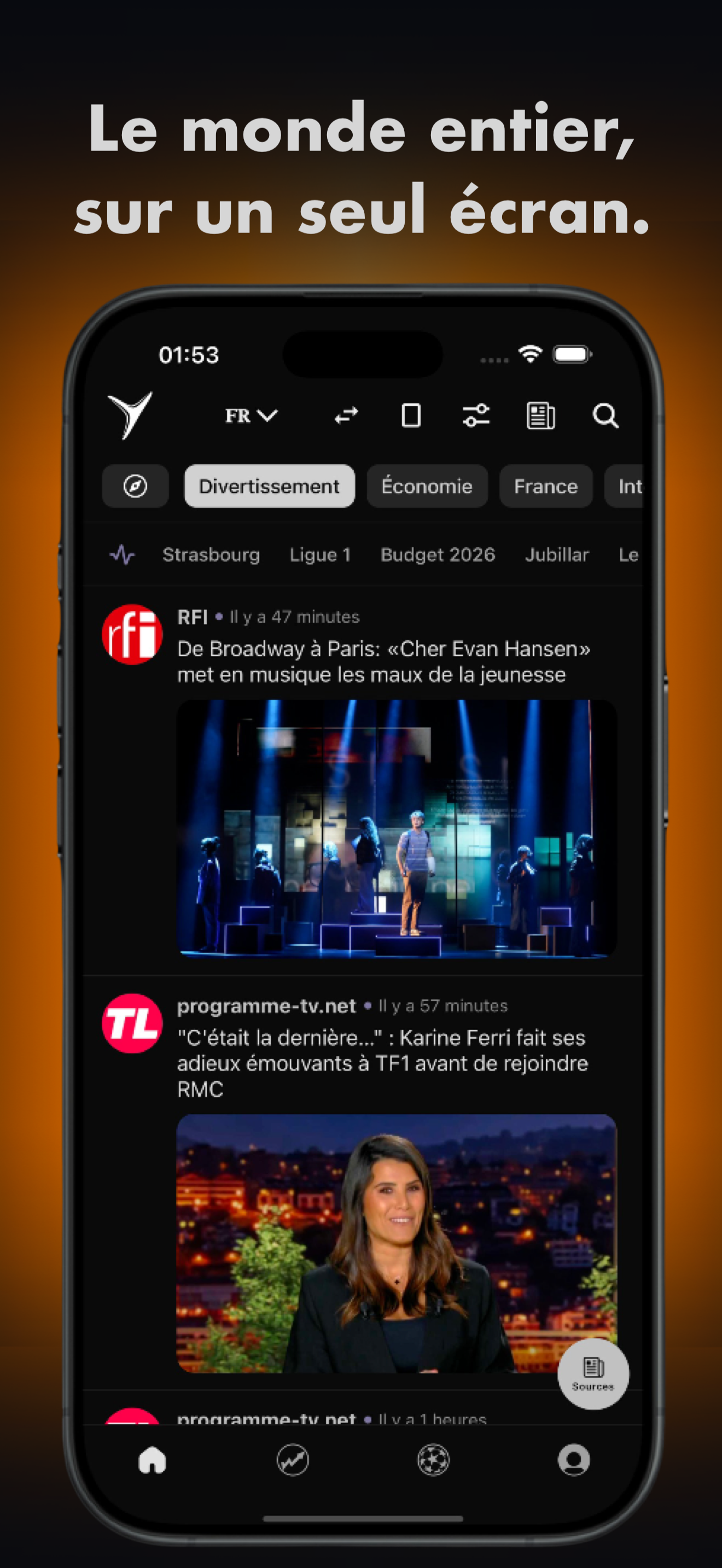 🌎 Toutes vos sources dans un seul fil d’actualité