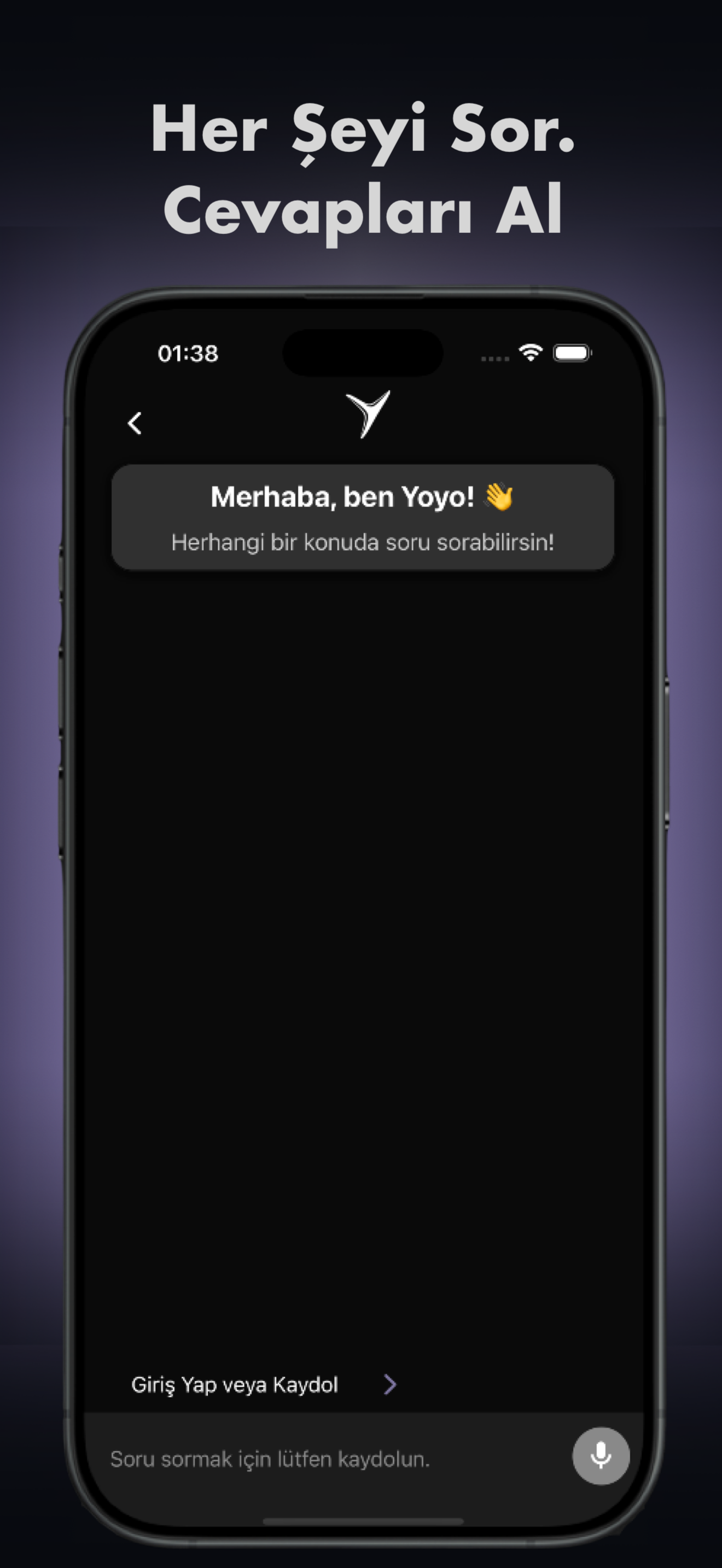 💬 Yapay Zeka Asistanı Yoyo’ya Sorun